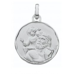 Médaille ronde saint Christophe or gris