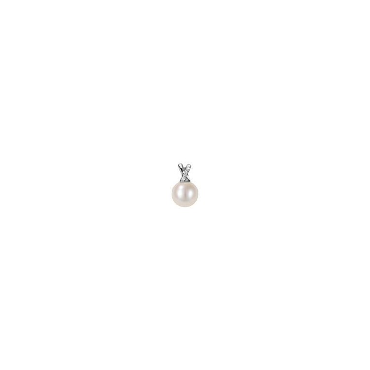Pendentif perle Blanche 8/8.5 et diamant