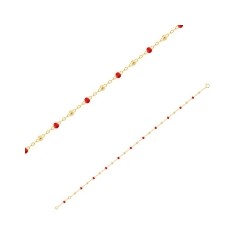Bracelet orné de perles en résine rouge