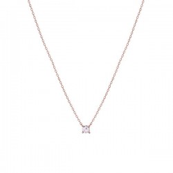 Collier solitaire oxyde PVD rose