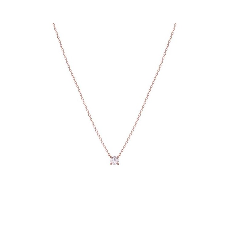 Collier solitaire oxyde PVD rose