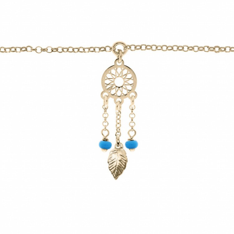 CHAINE CHEVILLE ARGENT ET DORURE JAUNE ATTRAPE REVE BOULES RÉSINE BLEU CIEL 23+3CM CHAINE CHEVILLE ARGENT ET DORURE JAUNE ATTRAPE REVE BOULES RÉSINE BLEU CIEL 23+3CM