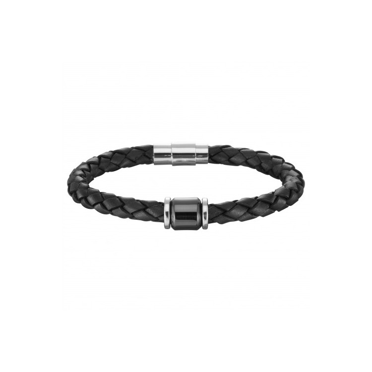 Bracelet cuir noir céramique noire Bracelet cuir noir céramique noire