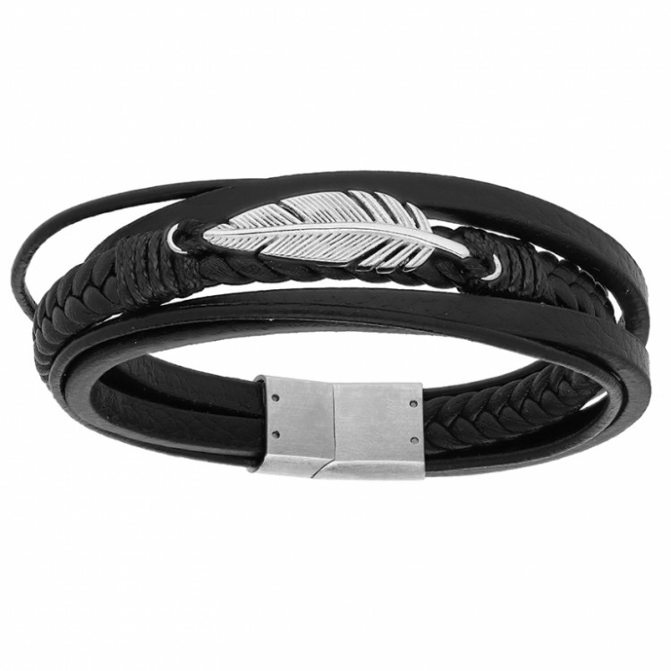 Bracelet plume et cuir Bracelet plume et cuir