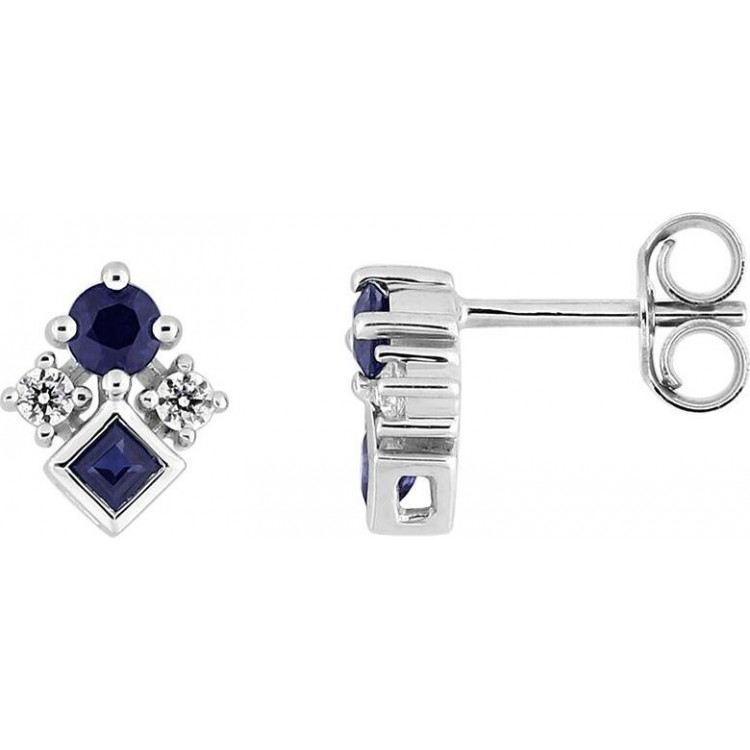 Boucle d'oreille carré saphir