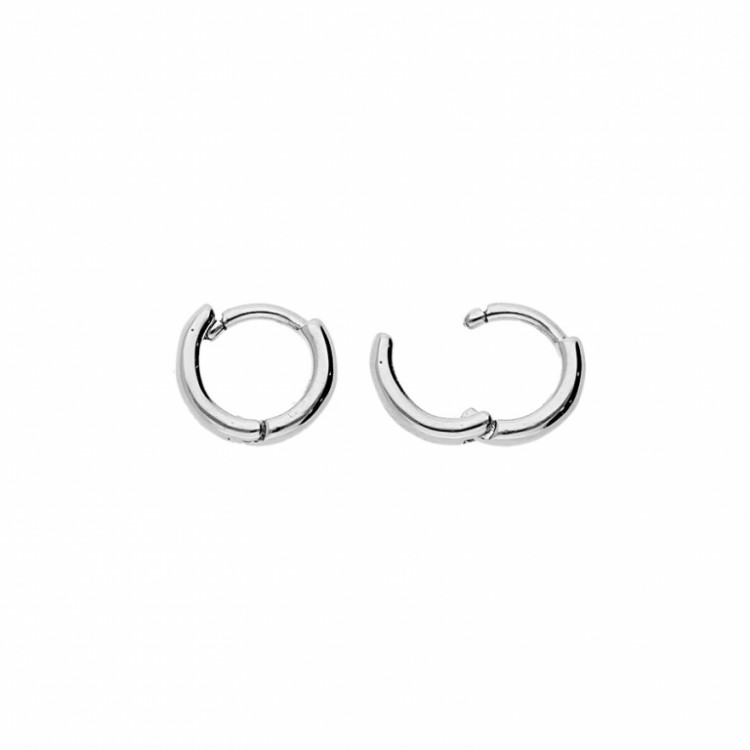 CRÉOLES ARGENT RHODIÉ MASSIF LISSES ARTICULÉES TUBE 2MM DIAM 10MM EXT